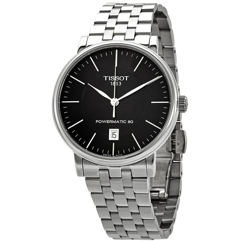 Tissot T Classic Carson Premium Powermatic 80 Black Dial Silver Steel Strap Men's Watch - T122.407.11.051.00