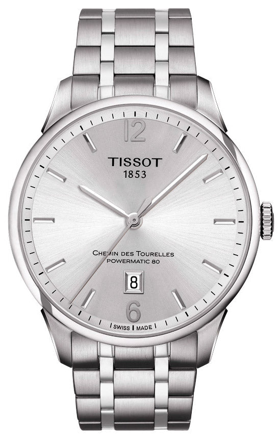 Tissot Chemin Des Tourelles Powermatic 80 Silver Dial Stainless Steel Men's Watch - T099.407.11.037.00