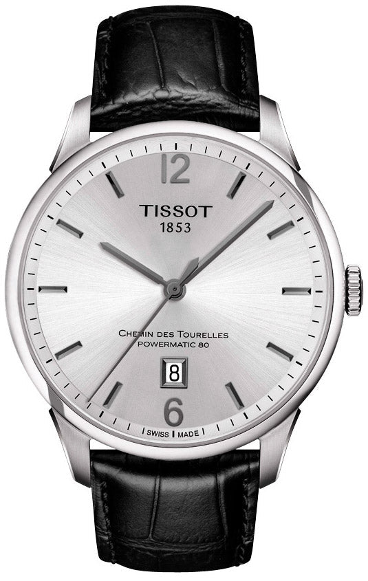 Tissot Chemin Des Tourelles Powermatic 80 Silver Dial Leather Strap Men's Watch - T099.407.16.037.00