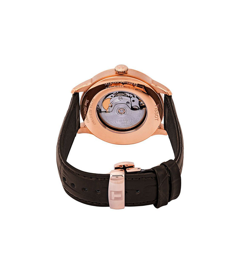 Tissot Chemin des Tourelles caseback showing Powermatic 80 automatic movement