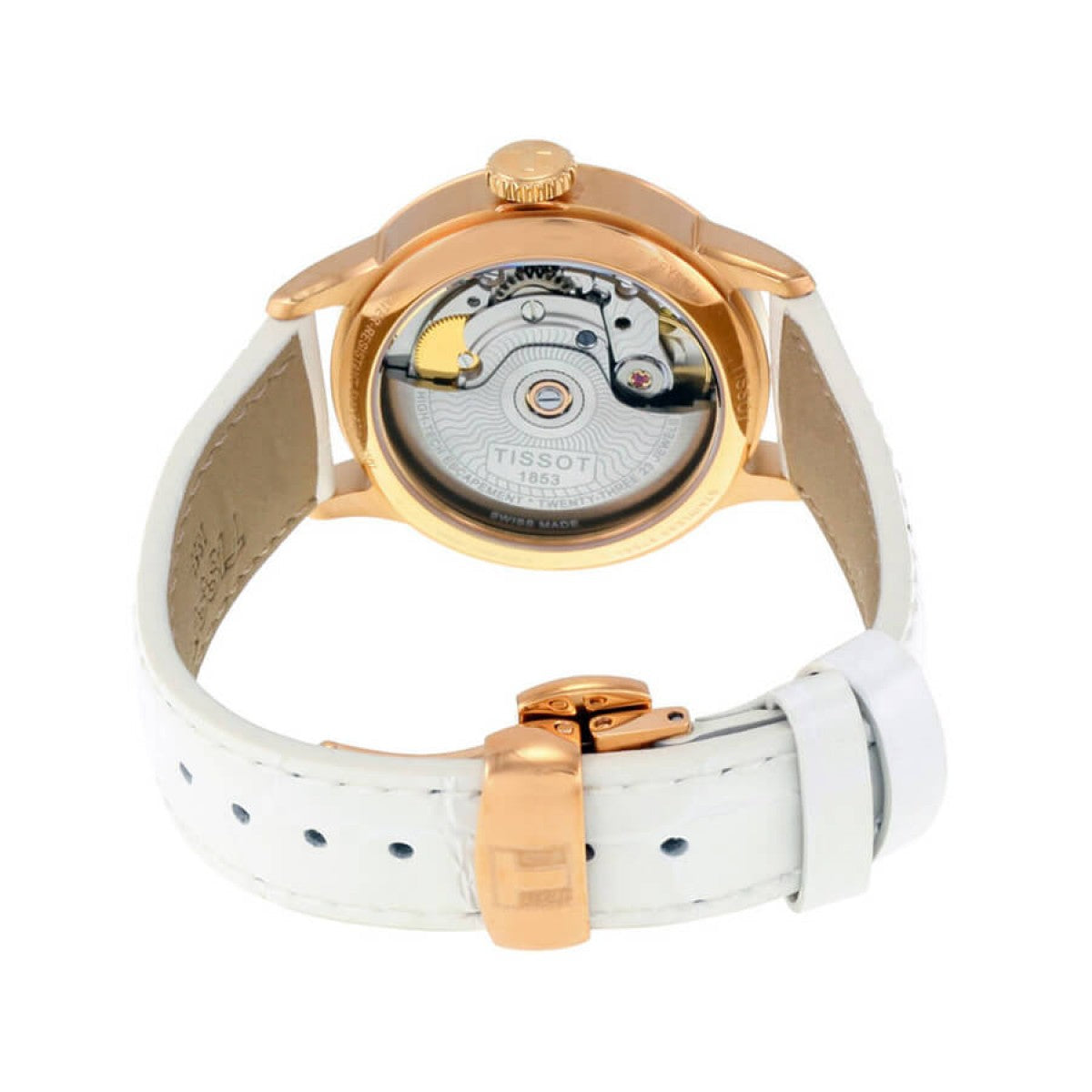Tissot Chemin Des Tourelles Powermatic 80 Rose Gold Tone MOP Leather Strap Women's Watch - T099.207.36.118.00