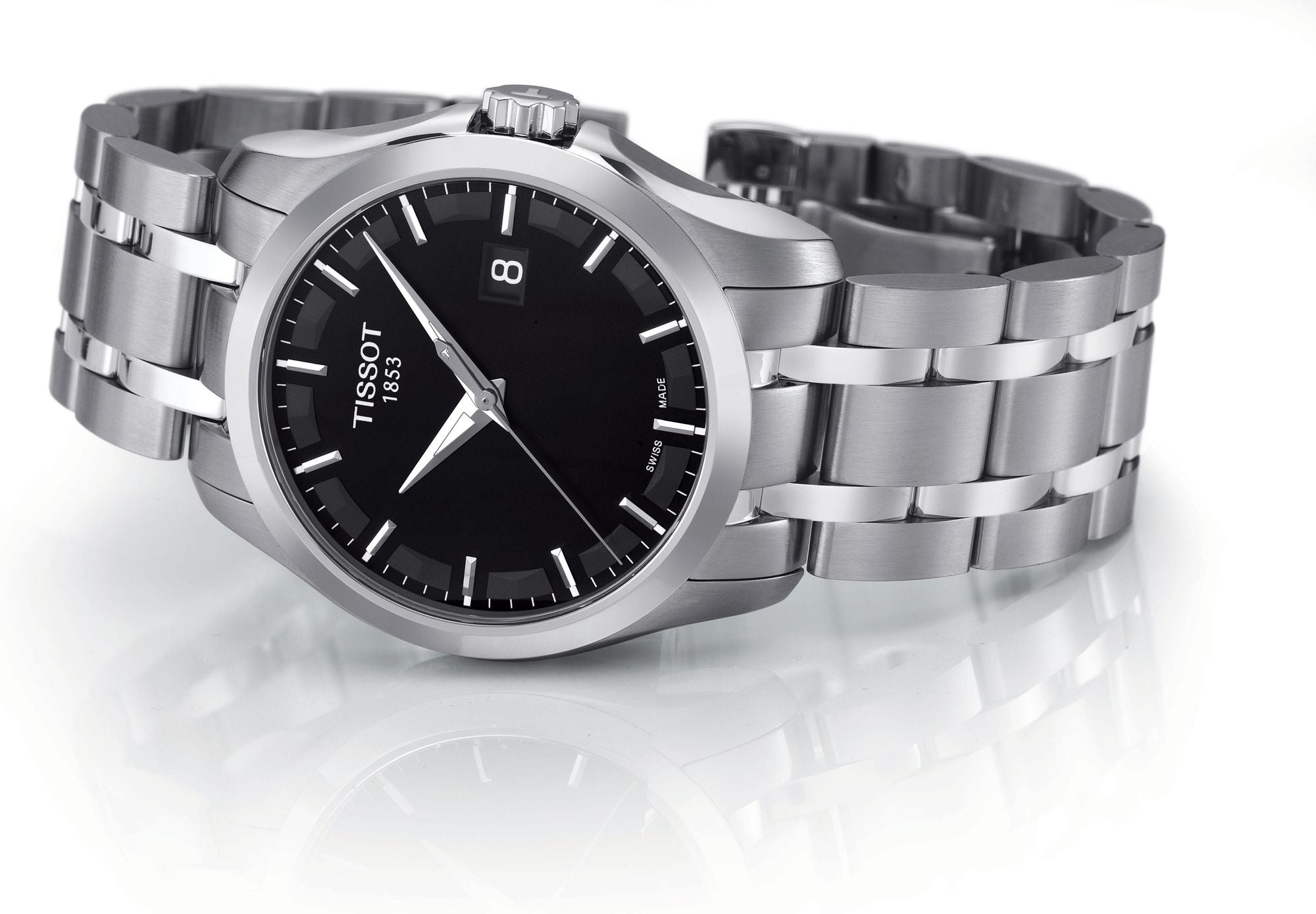 Tissot Couturier Quartz Black Dial Stainless Steel Men's Watch - T035.410.11.051.00