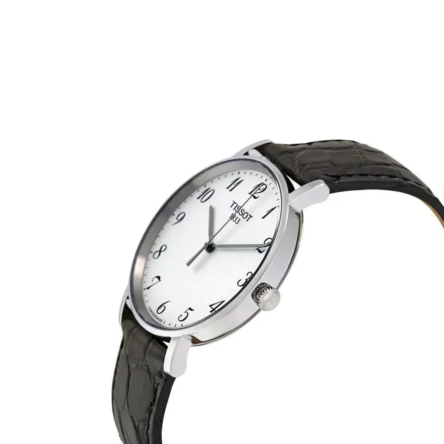 Tissot Everytime Small White Dial Black Leather Strap Women's Watch - T109.210.16.032.00
