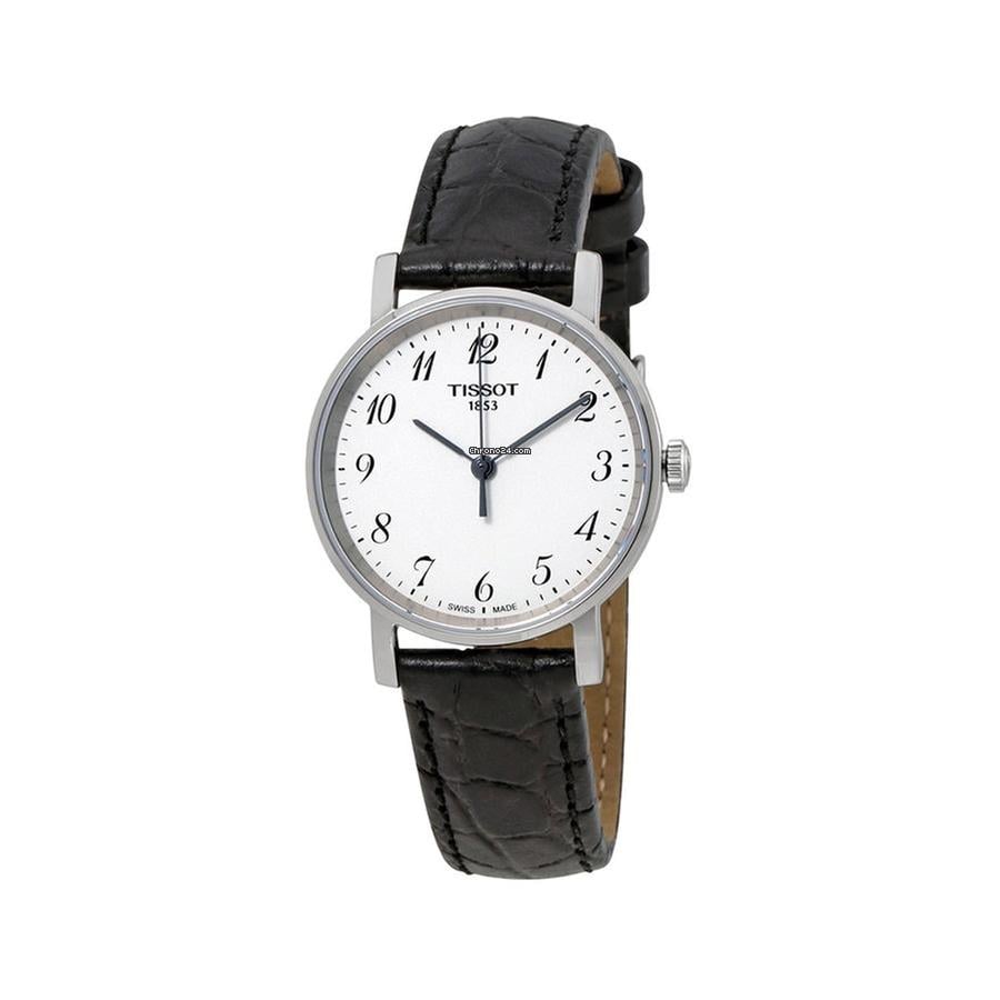 Tissot Everytime Small White Dial Black Leather Strap Women's Watch - T109.210.16.032.00