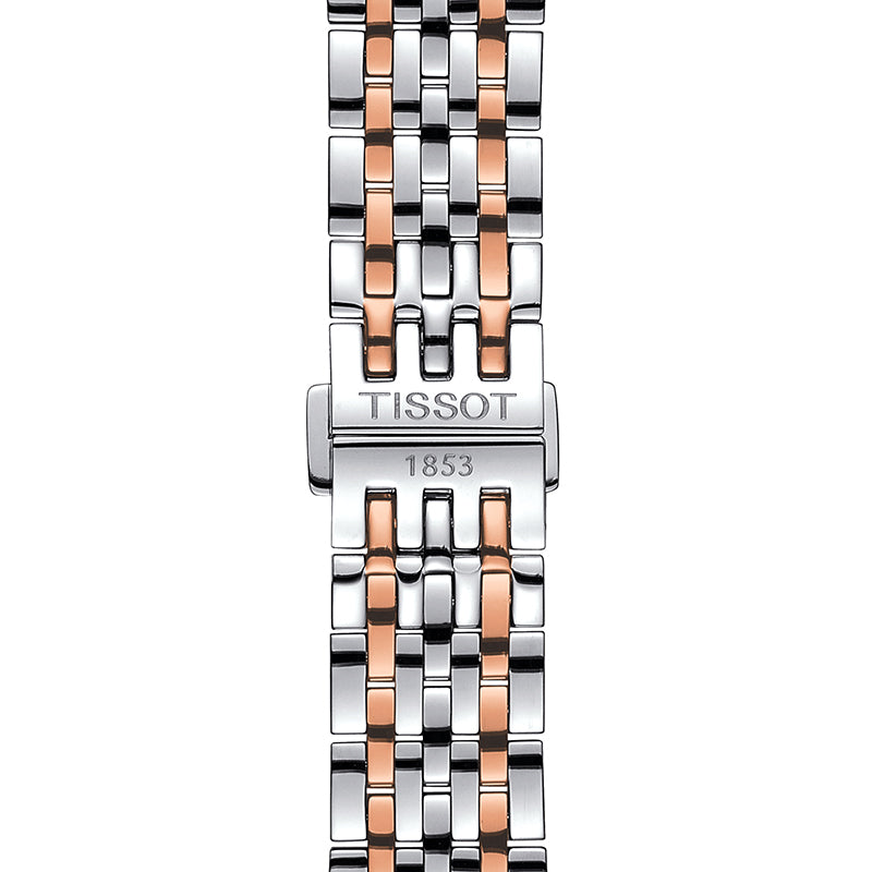 Tissot Le Locle Powermatic 80 two-tone steel and rose gold bracelet with clasp detail