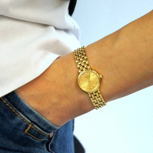Tissot Lovely Quartz Golden Dial with Yellow gold PVD Steel Bracelet Women's Watch - T058.009.33.021.00
