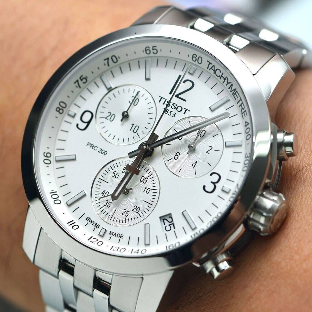 Tissot PRC 200 Chronograph Quartz Silver Dial Men's Watch - T114.417.11.037.00