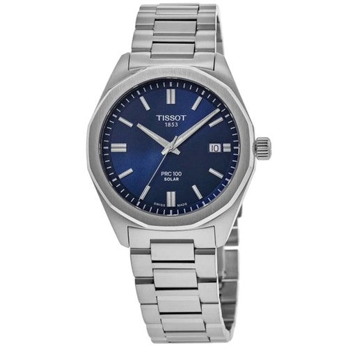 Tissot PRC100 Solar Blue Dial Stainless Steel Men's Watch - T151.422.11.041.00
