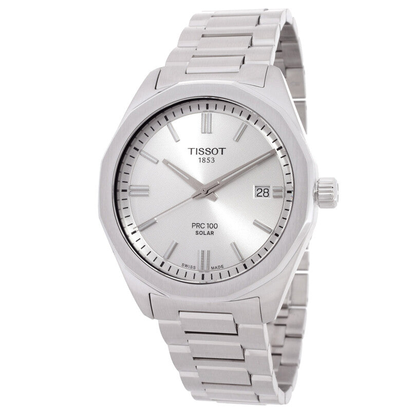 Tissot PRC100 Solar Silver Dial Stainless Steel Men's Watch - T151.422.11.031.00