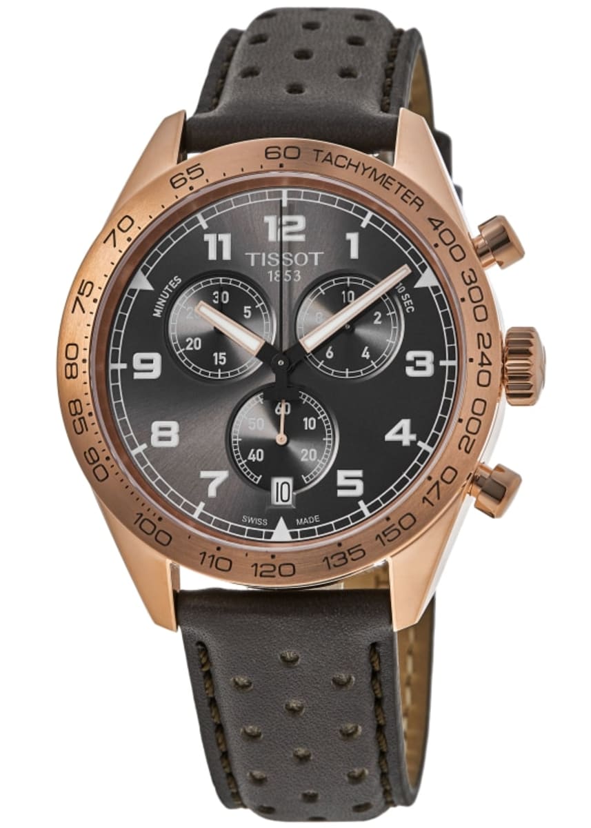 Tissot PRS 516 Chronograph Grey Dial Leather Strap Men's Watch - T131.617.36.082.00