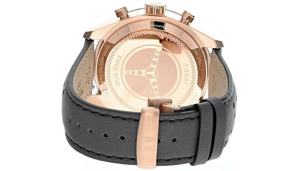 Tissot PRS 516 Chronograph Grey Dial Leather Strap Men's Watch - T131.617.36.082.00