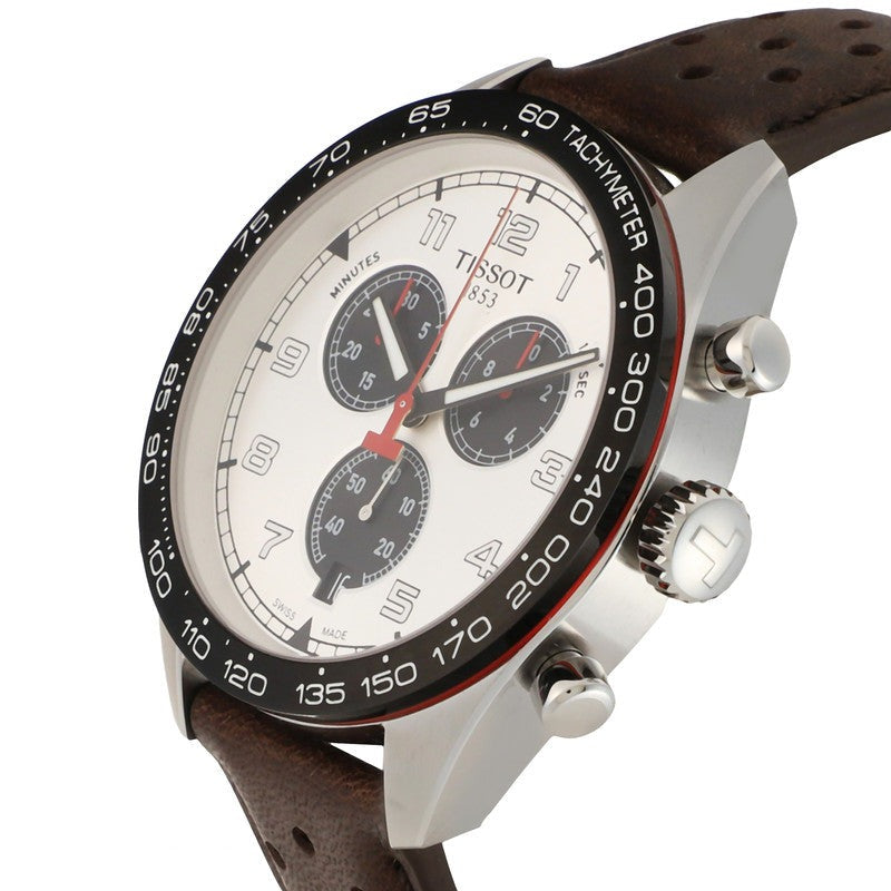 Tissot PRS 516 Chronograph Silver Dial Leather Strap Men's Watch - T131.617.16.032.00