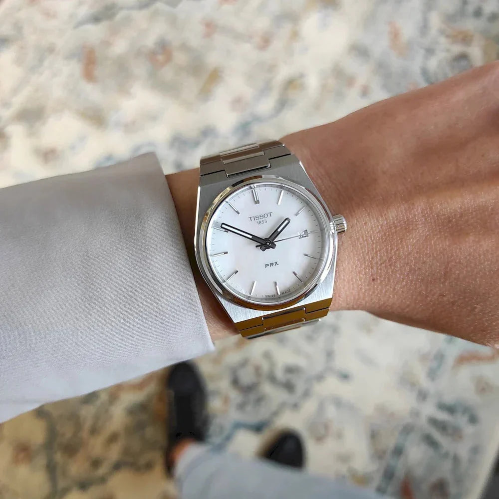 Tissot PRX 35mm White Mother of Pearl Dial Steel Women's Watch - T137.210.11.111.00