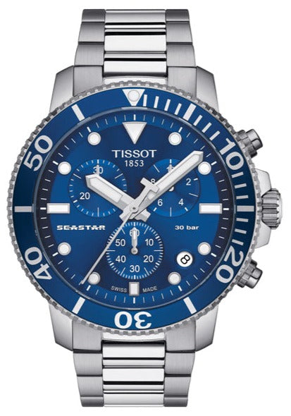 Tissot Seastar 1000 Chronograph Blue Dial Silver Steel Strap Men's Watch - T120.417.11.041.00