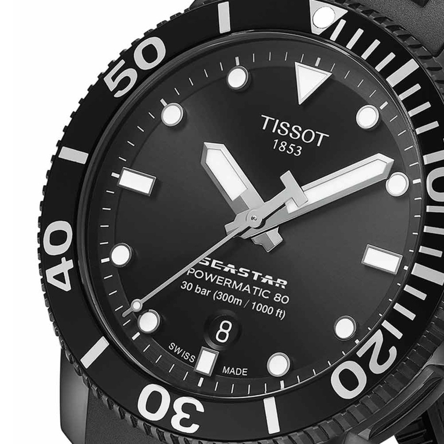 Tissot Seastar 1000 Powermatic 80 Black Dial Black Rubber Strap Men's Watch - T120.407.37.051.00