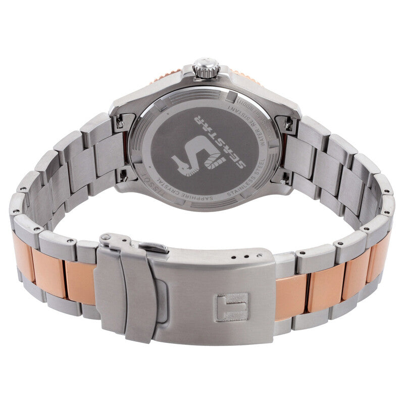Tissot Seastar 1000 watch caseback showing Seastar engraving and water resistance rating