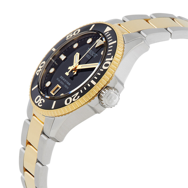 Tissot Seastar 1000 Quartz Black Dial Two-Tone Steel Women's Watch - T120.210.22.051.00