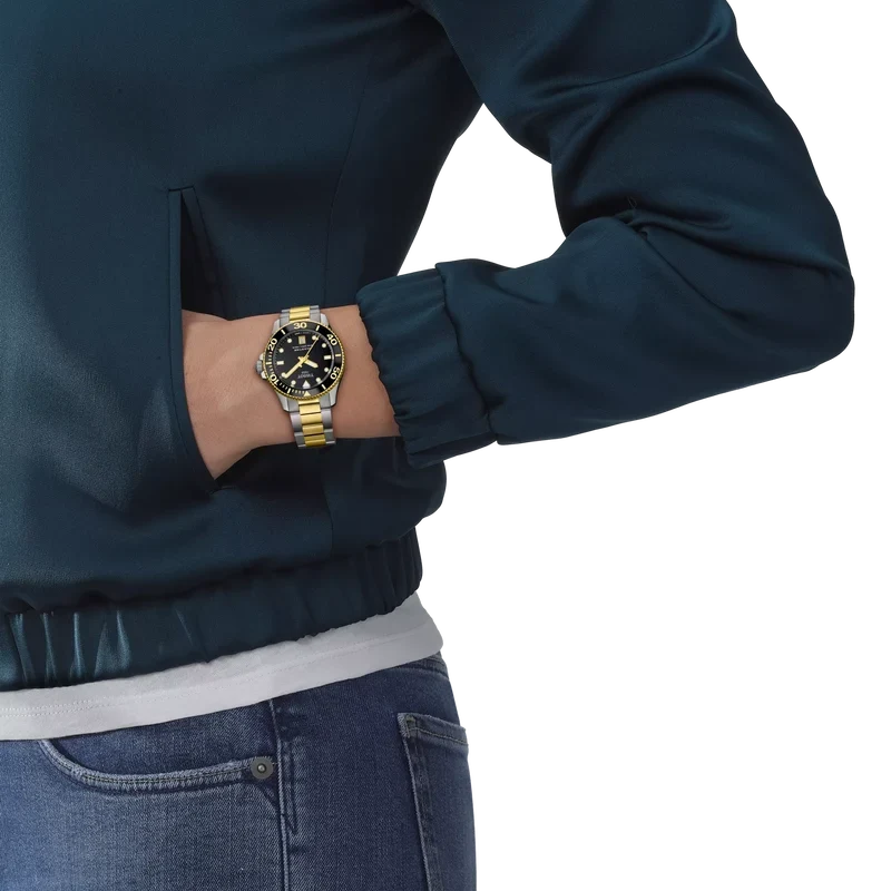 Tissot Seastar 1000 Quartz Black Dial Two-Tone Steel Women's Watch - T120.210.22.051.00