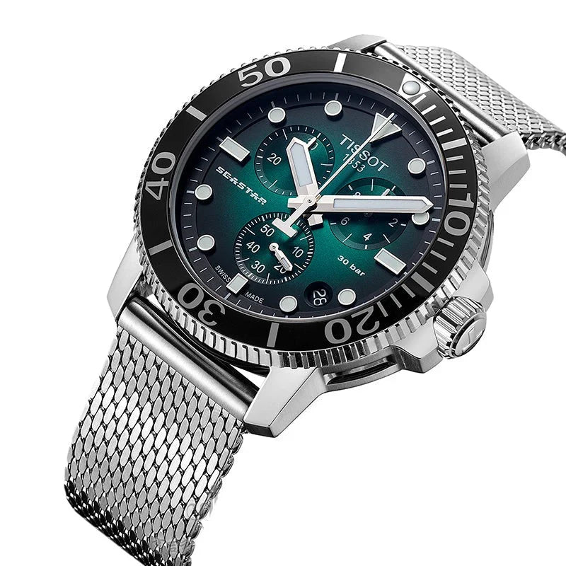 Tissot Seastar 1000 Chronograph Green Dial Steel Men's Watch - T120.417.11.091.00