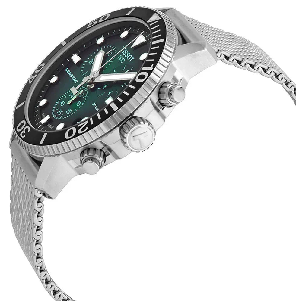 Tissot Seastar 1000 Chronograph Green Dial Steel Men's Watch - T120.417.11.091.00