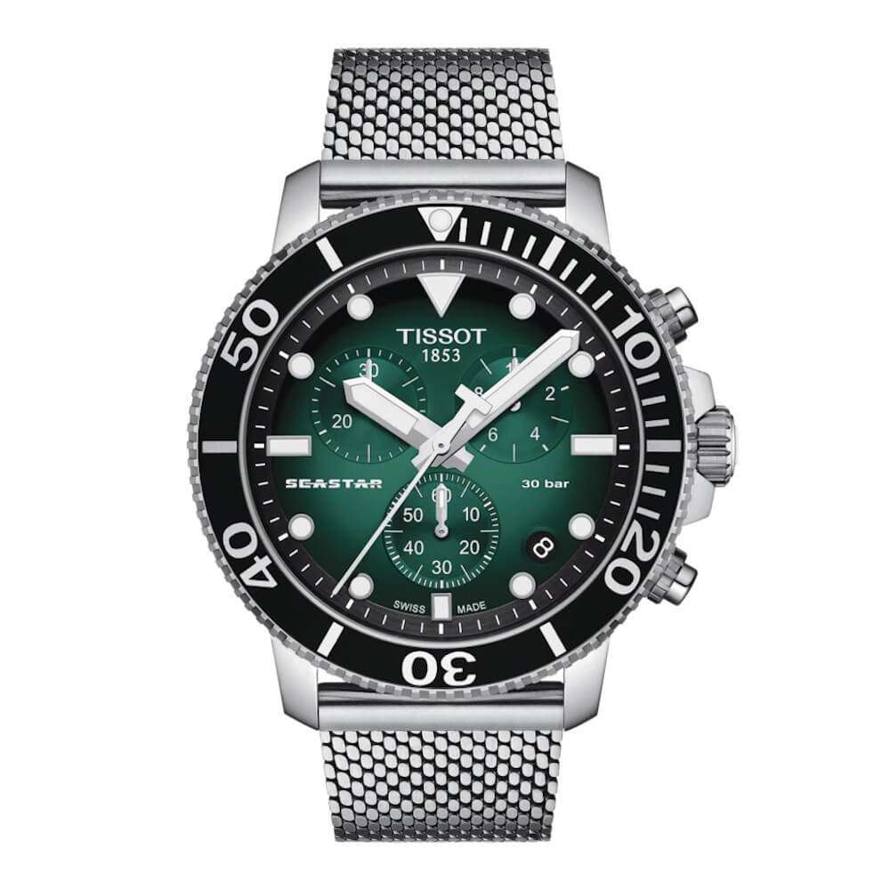 Tissot Seastar 1000 Chronograph Green Dial Steel Men's Watch - T120.417.11.091.00