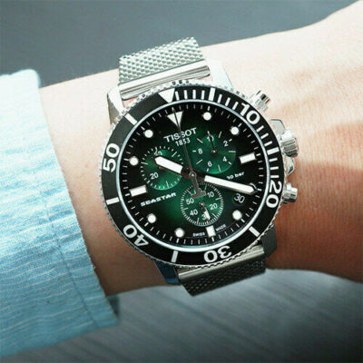 Tissot Seastar 1000 Chronograph Green Dial Steel Men's Watch - T120.417.11.091.00