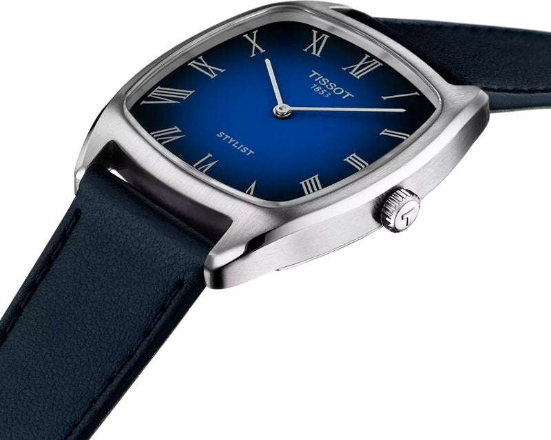 Tissot Stylist Quartz Blue Dial Blue Leather Strap Men's Watch - T159.909.16.043.00