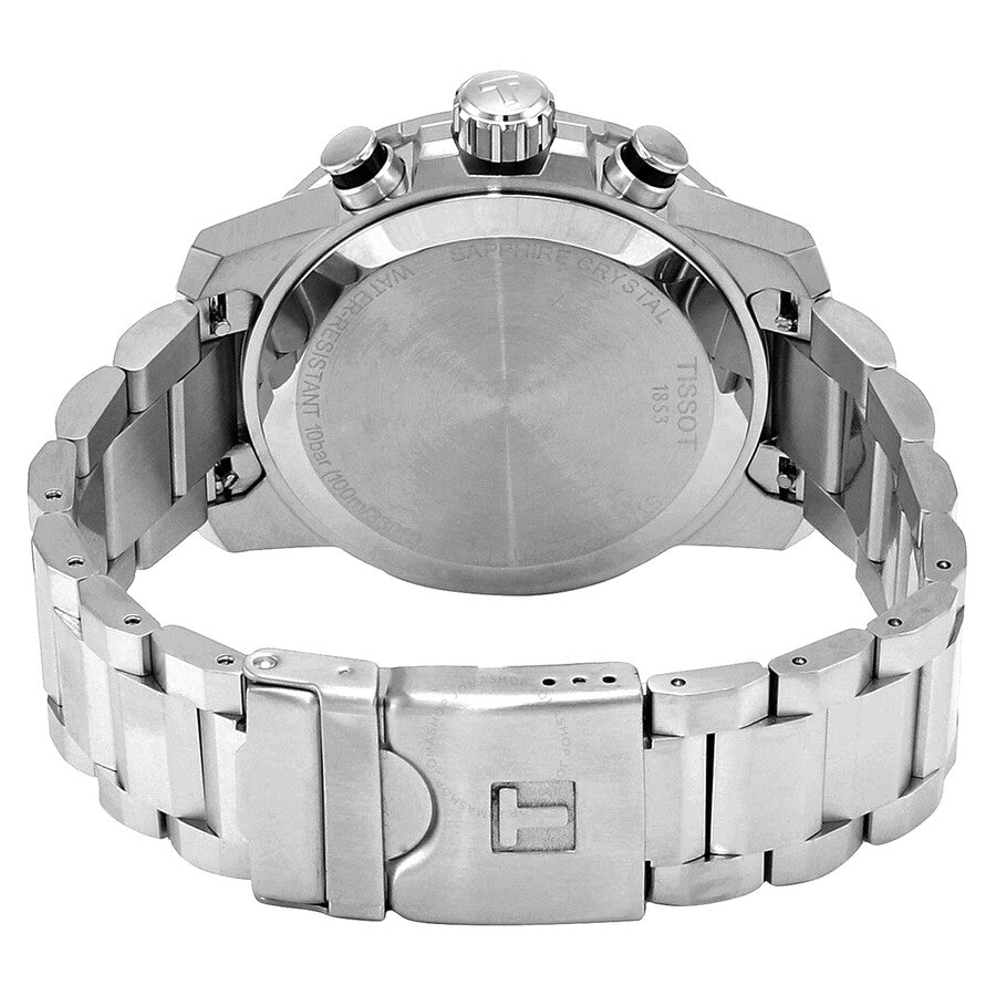 Tissot Supersport Chronograph Quartz caseback and stainless steel bracelet rear view