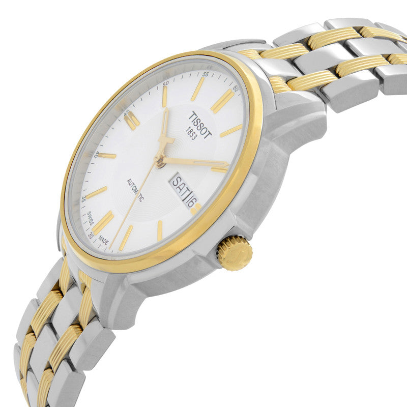 Tissot T Classic Automatics White Dial Two Tone Steel Strap Men Watch - T065.430.22.031.00