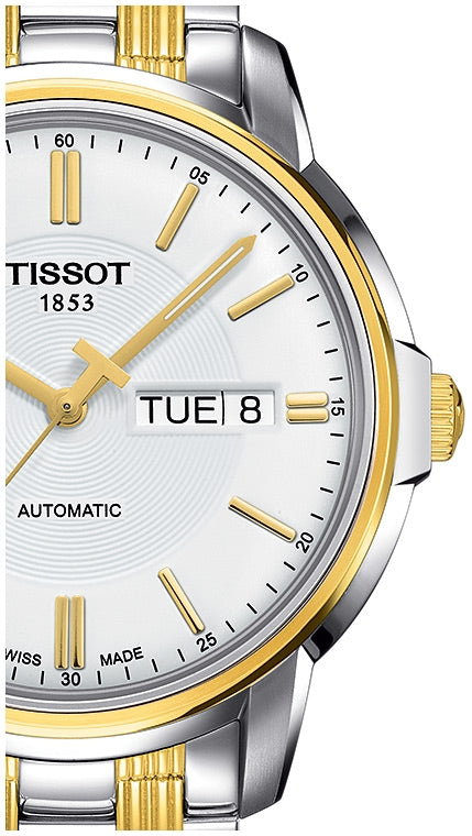 Tissot T Classic Automatics White Dial Two Tone Steel Strap Men Watch - T065.430.22.031.00