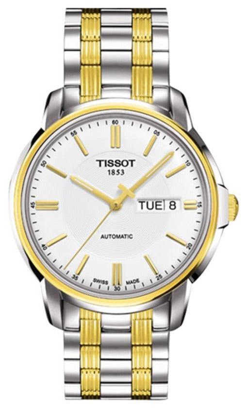 Tissot T Classic Automatics White Dial Two Tone Steel Strap Men Watch - T065.430.22.031.00