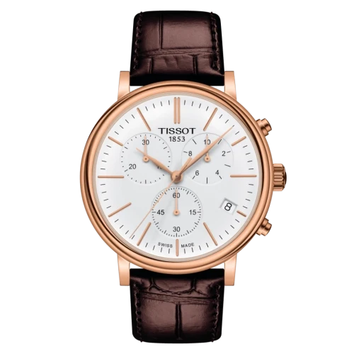 Tissot T-Classic Carson Chronograph White Dial Leather Strap Men's Watch - T122.417.36.011.00