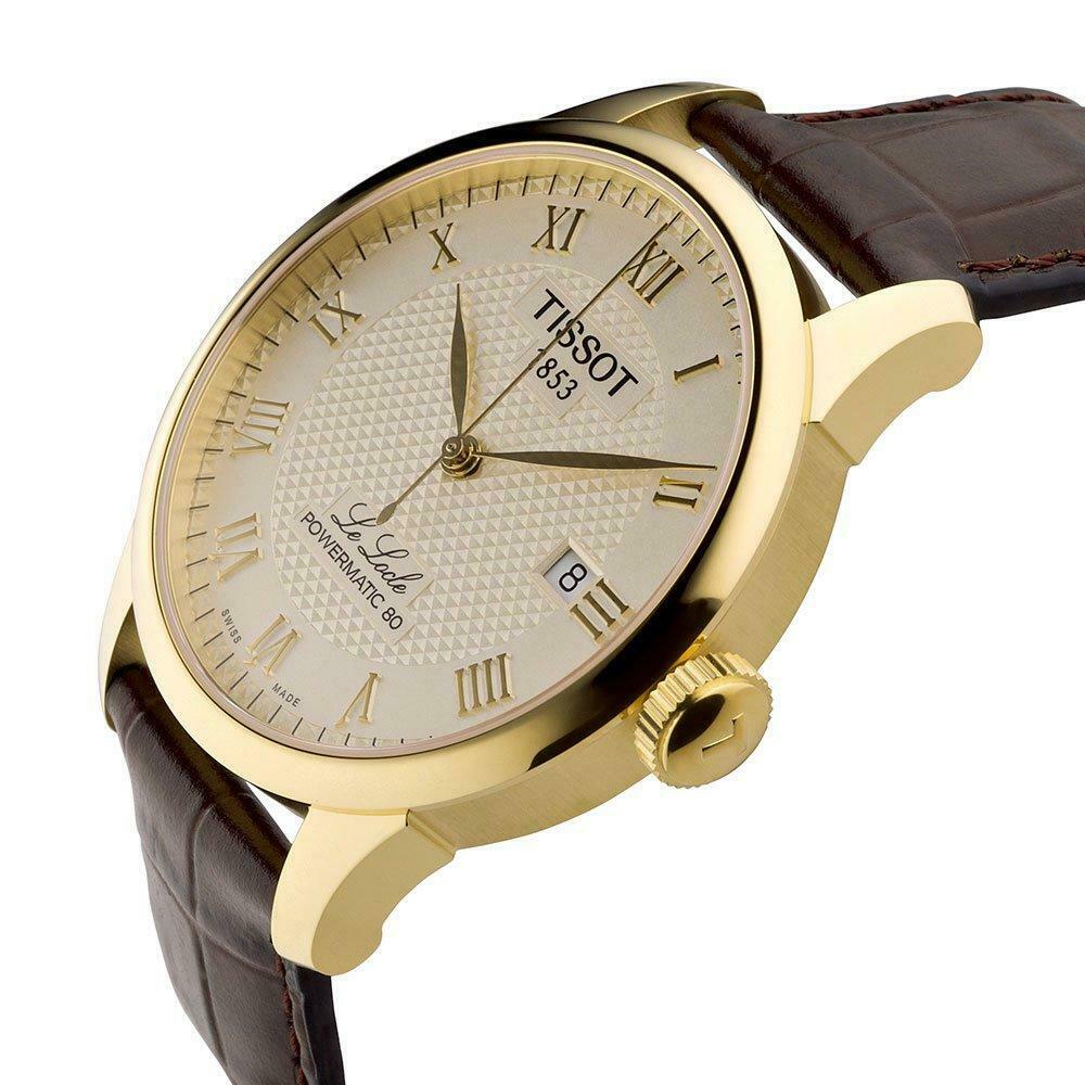 Tissot T Classic Le Locle Automatic Gold Dial Maroon Leather Strap Men's Watch - T41.5.413.73