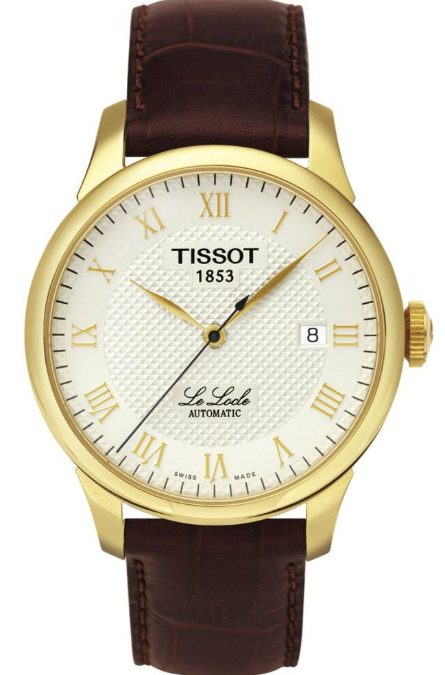 Tissot T Classic Le Locle Automatic Gold Dial Maroon Leather Strap Men's Watch - T41.5.413.73