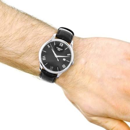 Tissot T-Classic Tradition Black Dial Leather Strap Men's Watch - T063.610.16.058.00