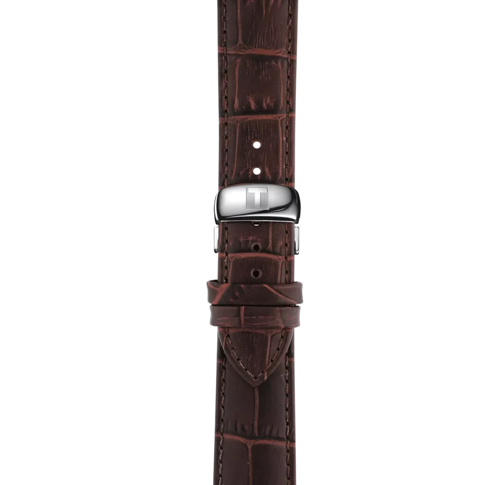 Tissot T-Classic Tradition Silver Dial Brown Leather Strap Men's Watch - T063.610.16.038.00