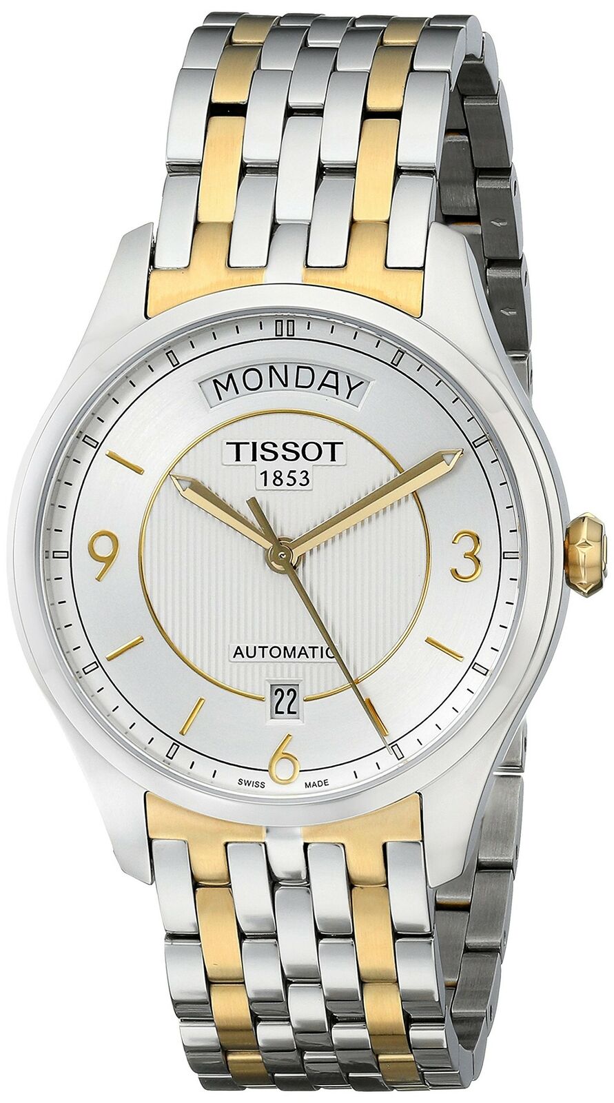 Tissot T Classic T One Automatic Silver Dial Two Tone Steel Strap Men's Watch - T038.430.22.037.00