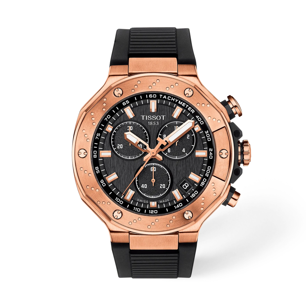 Tissot T Race Chronograph Black Dial Black Silicone Strap Men Watch - T115.417.37.051.00