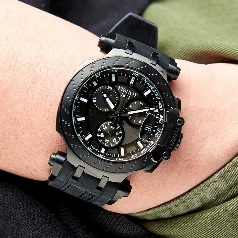 Tissot T-Race Chronograph Anthracite Black Dial Black Silicone Strap Men's Watch - T115.417.37.061.03