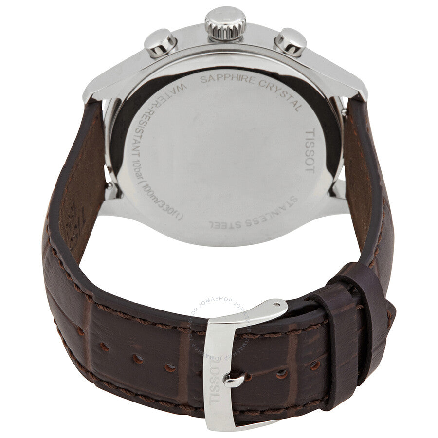 Tissot T-Sport Chronograph caseback showing sapphire crystal and engravings