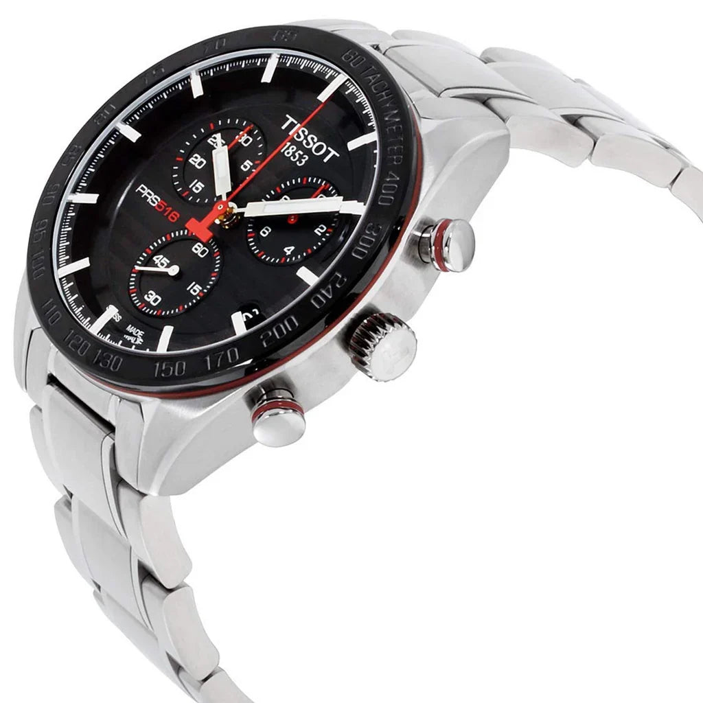 Tissot T Sport PRS 516 Chronograph Black Dial Silver Steel Strap Men's Watch - T100.417.11.051.01