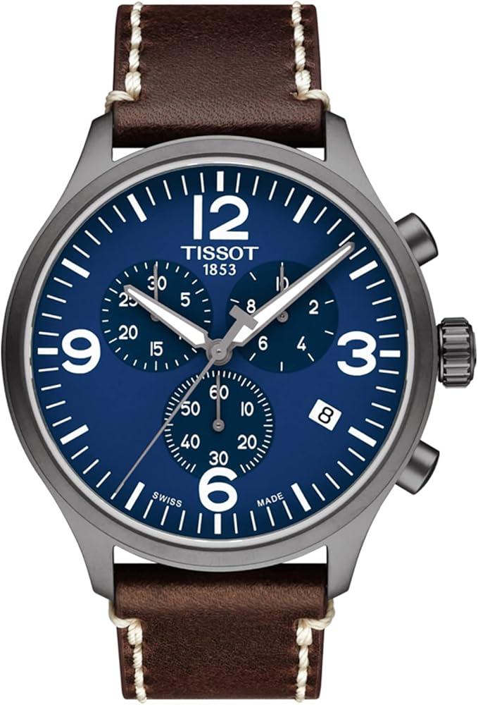 Tissot T-Sport Chronograph XL Blue Dial Leather Strap Men's Watch - T116.617.36.047.00