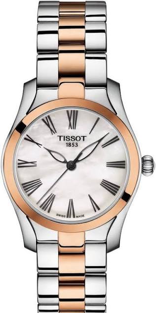 Tissot T-Wave MOP Dial Stainless Steel Gold Rose Women's Watch - T112.210.22.113.01
