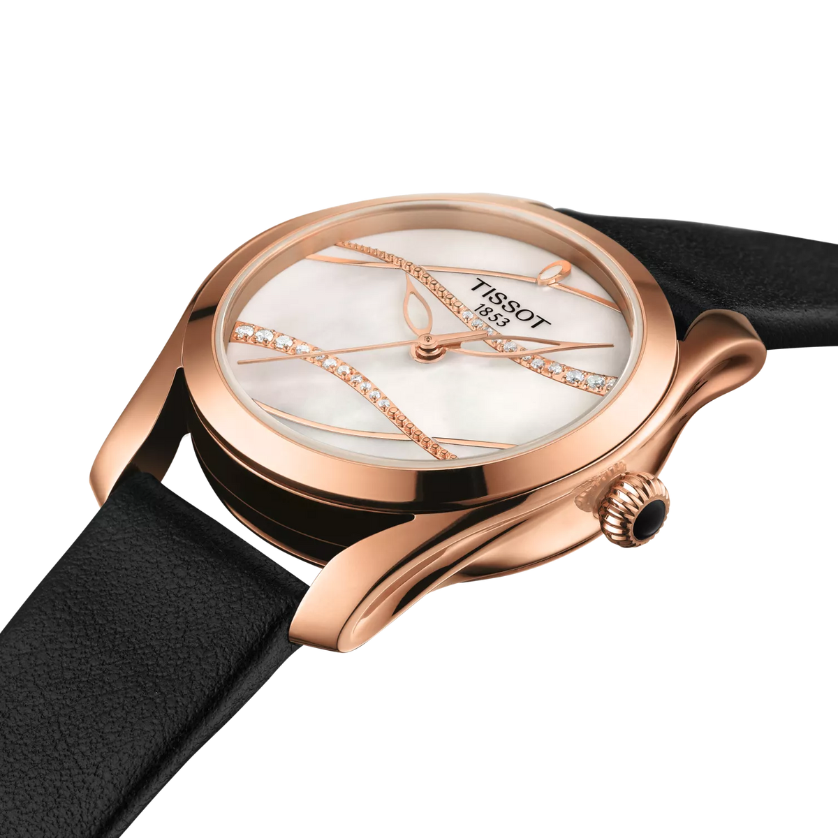 Tissot T-Wave Rose Gold MOP Diamond Dial Ladies Watch - T112.210.36.111.00