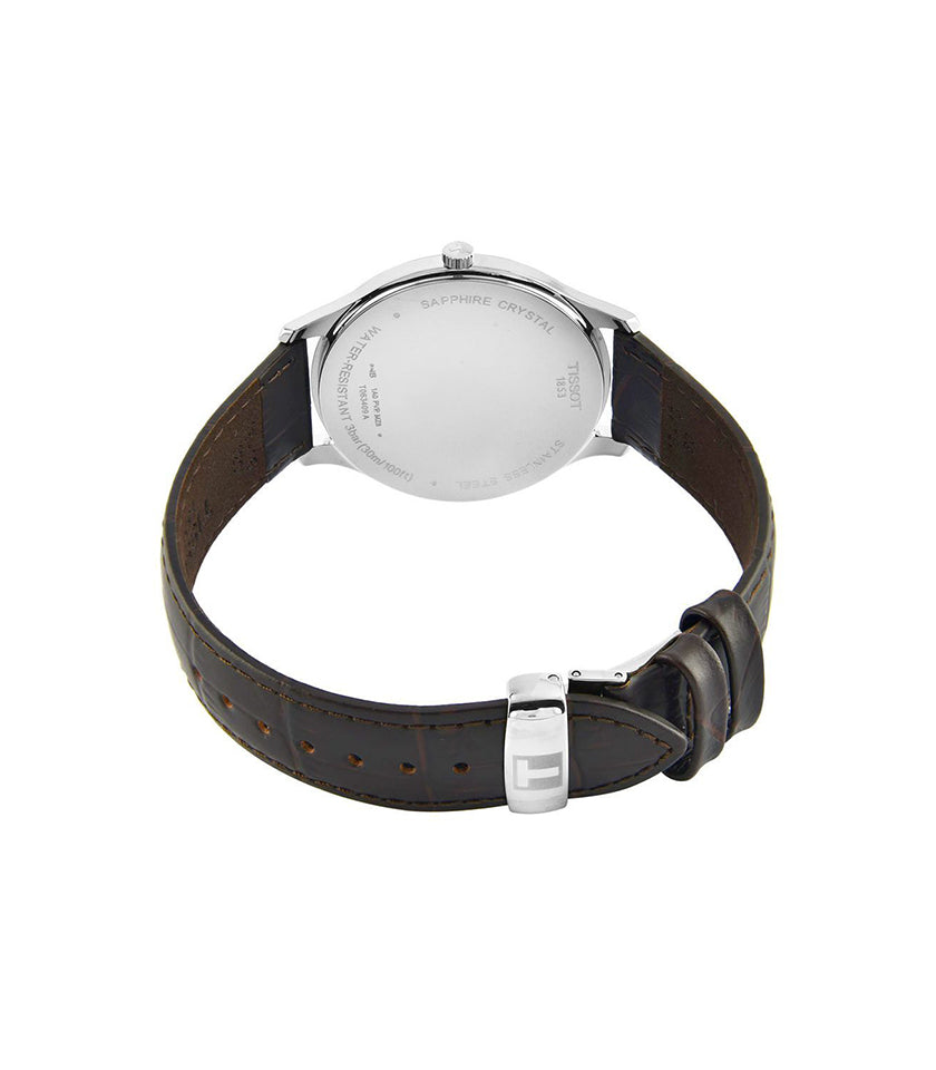 Tissot T Classic Tradition 5.5 Quartz White Dial Brown Leather Strap Men's Watch - T063.409.16.018.00