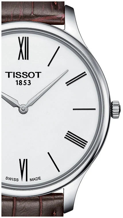 Tissot T Classic Tradition 5.5 Quartz White Dial Brown Leather Strap Men's Watch - T063.409.16.018.00