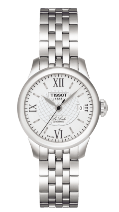 Tissot Le Locle automatic women's watch with white dial and Roman numerals