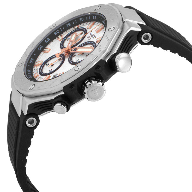 Tissot T-Race Chronograph White Dial Silicone Strap Men's Watch - T141.417.17.011.00