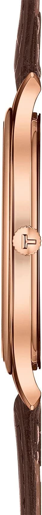 Tissot Tradition 5.5 watch side view showing thin rose gold case profile