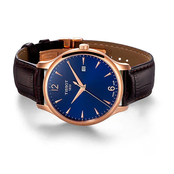Tissot Tradition Blue Dial Leather Strap Men's Watch - T063.610.36.047.00